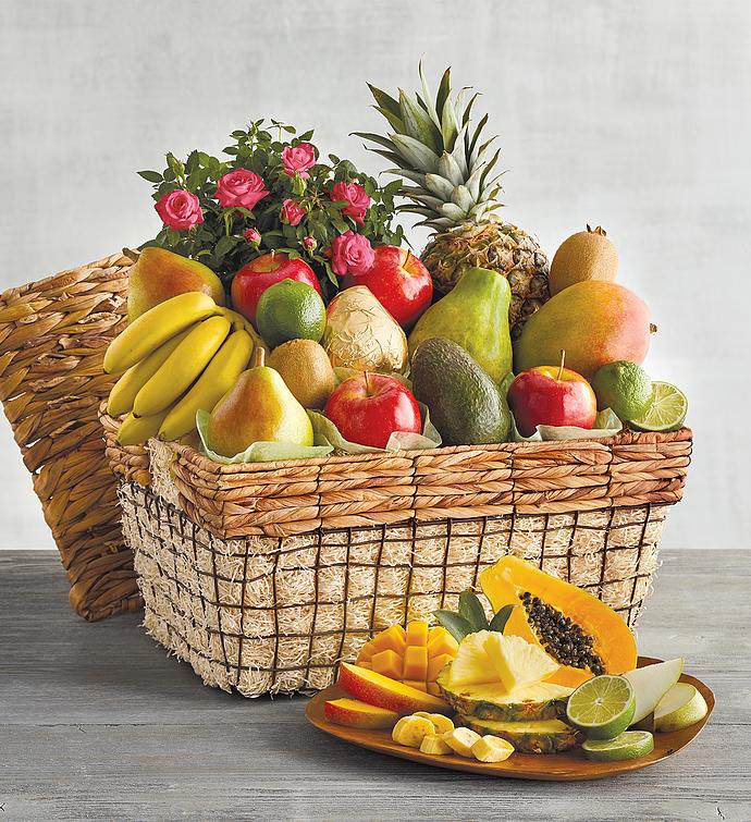 Flowers and Fruit Gift Basket